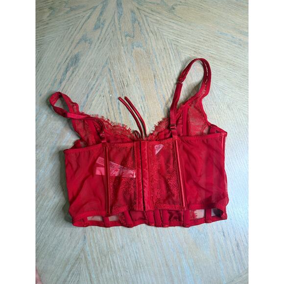 Victoria's Secret red lace corset top size Medium - Picture 4 of 8